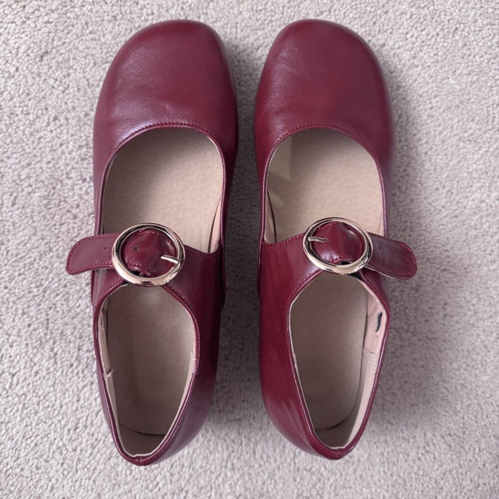 Classic Mary Jane Flats in Deep Wine Red - Picture 2 of 5